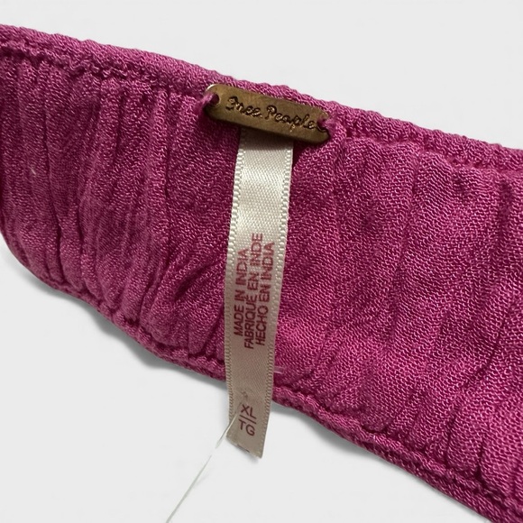 Free People Corazon Crop Top XL Pink Endless Summer Textured Adjustable Tie NWT - Picture 2 of 12